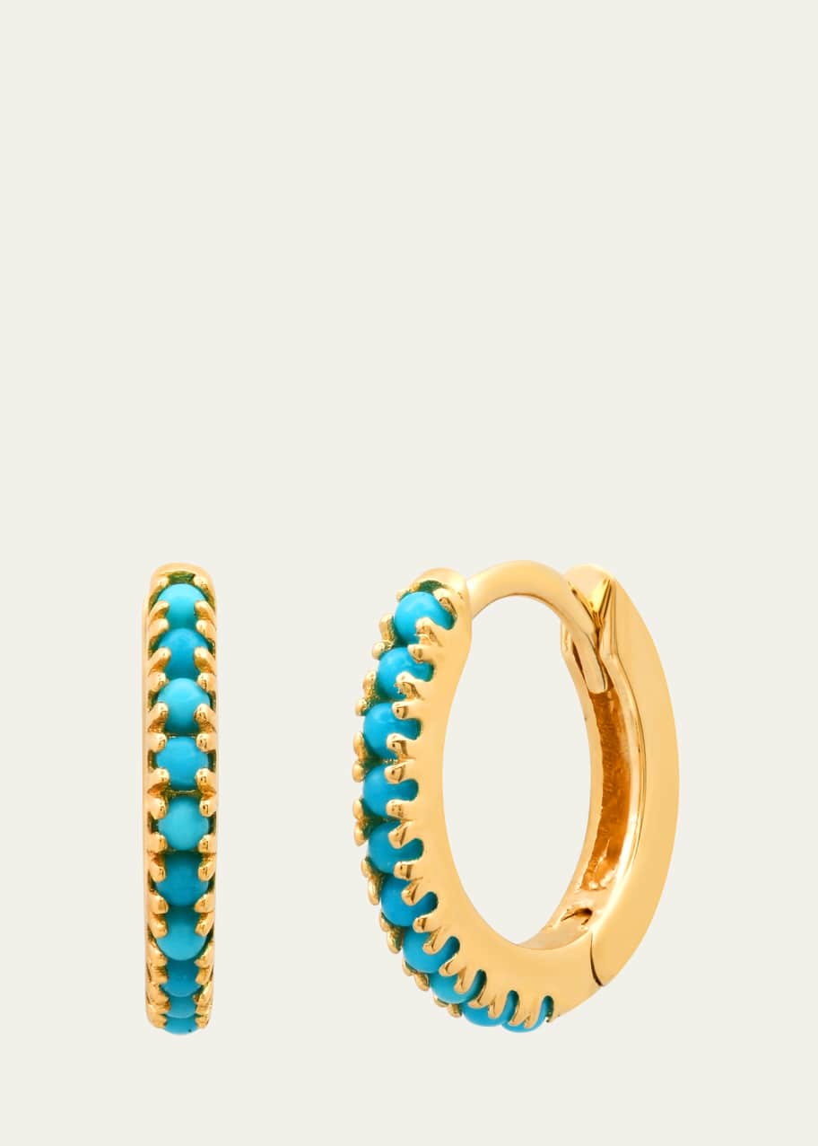 Image 1 of 1: 14K Yellow Gold Pave Small Huggie Earrings