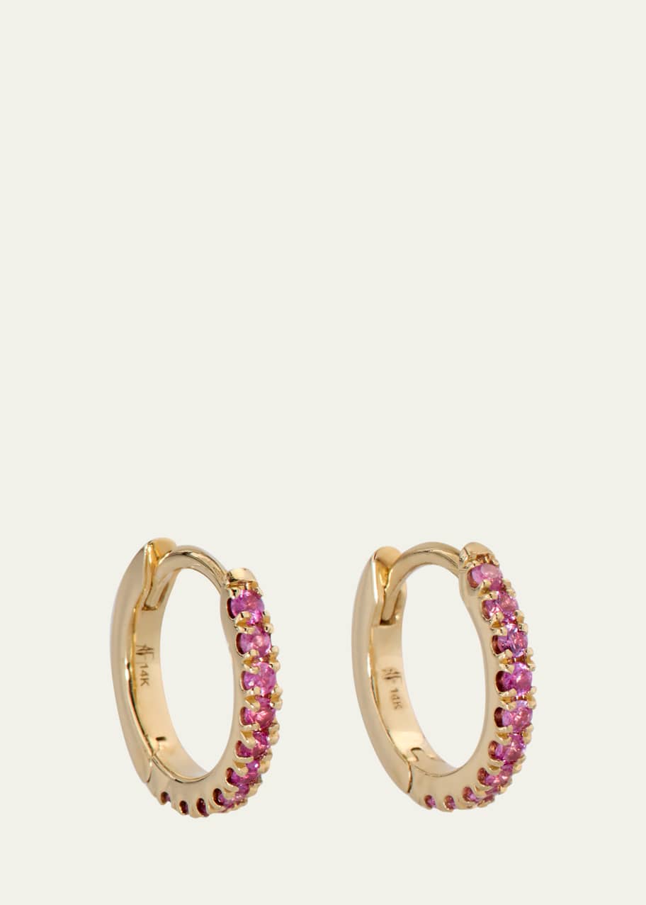 Image 1 of 1: 14K Yellow Gold Pave Small Huggie Earrings