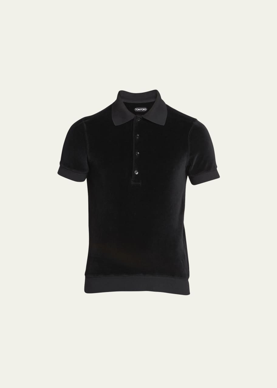 TOM FORD Men's Velour Polo Shirt - Bergdorf Goodman