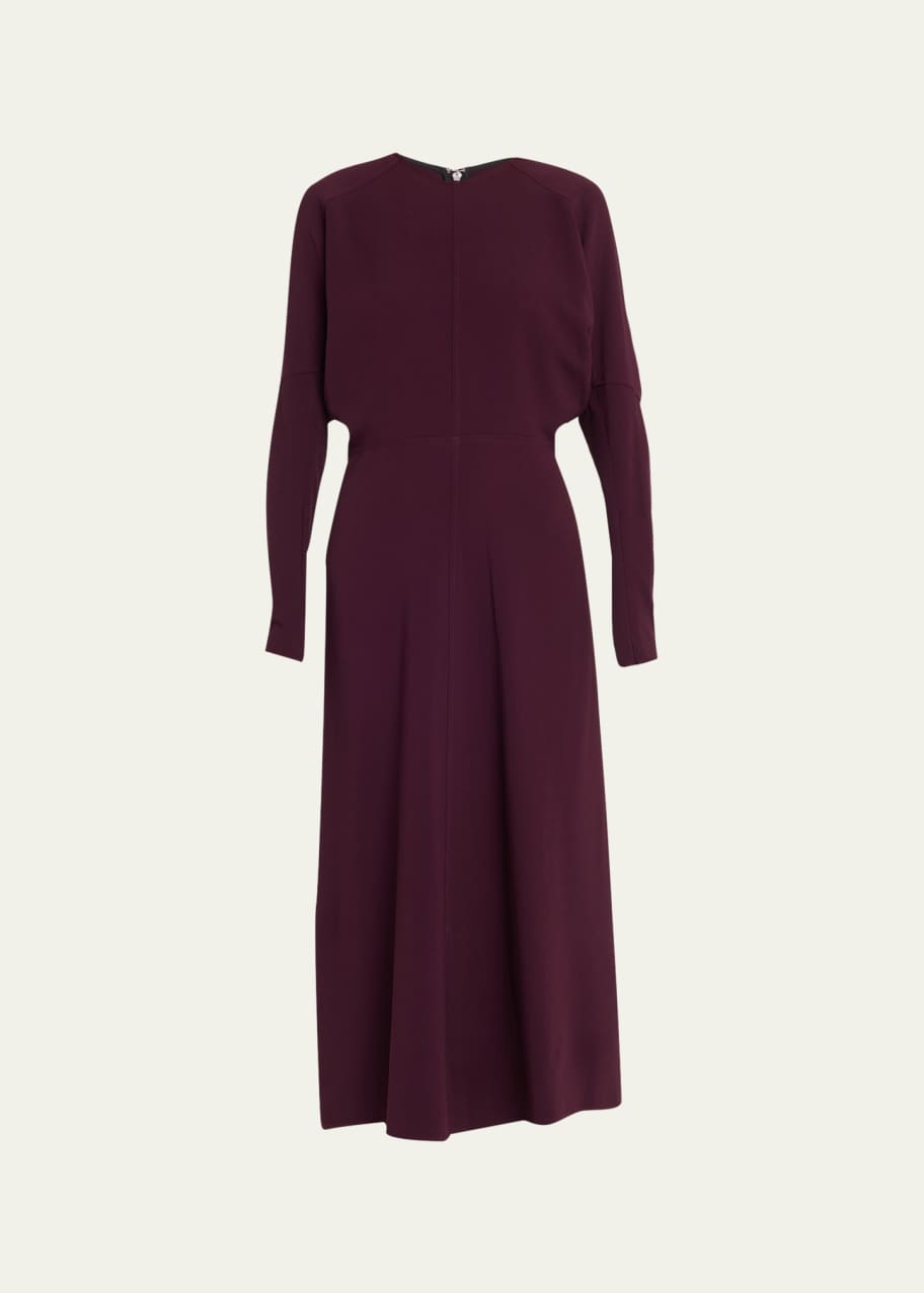 Victoria Beckham Dolman-Sleeve Midi Dress with Zip Cuffs