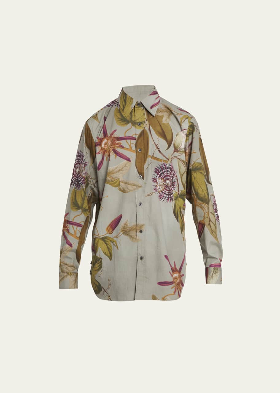 Dries Van Noten Men's Cannon Botanical-Print Sport Shirt