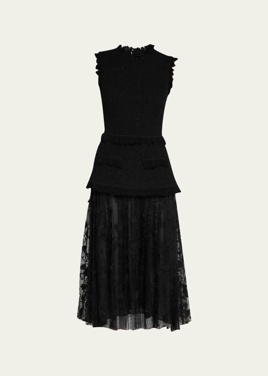 knee length dresses for ladies Brook Tweed Button Down Midi Dress Black / XL by Sugarlips