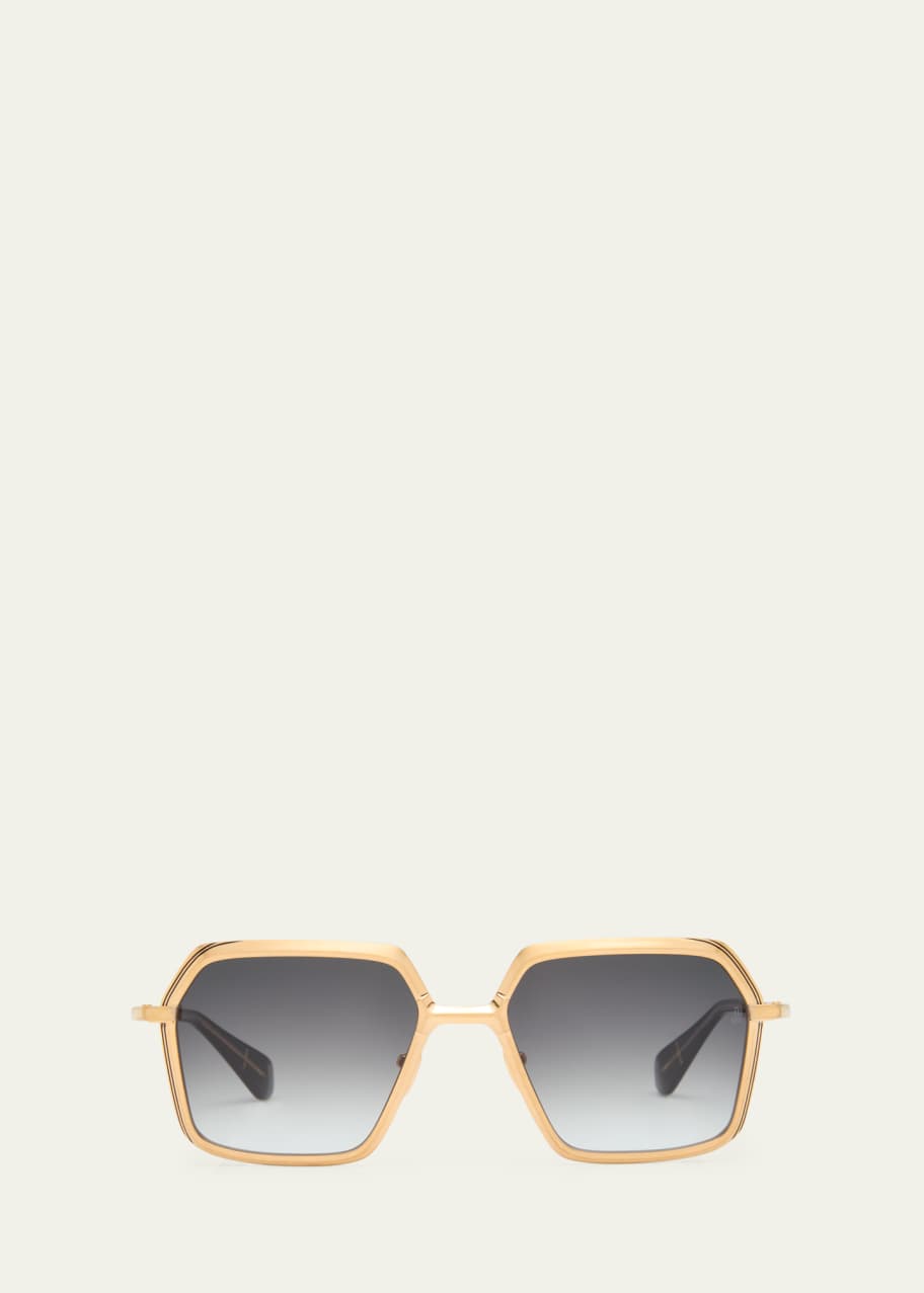 Image 1 of 1: Ugo Gold-Plated Titanium & Acetate Butterfly Sunglasses