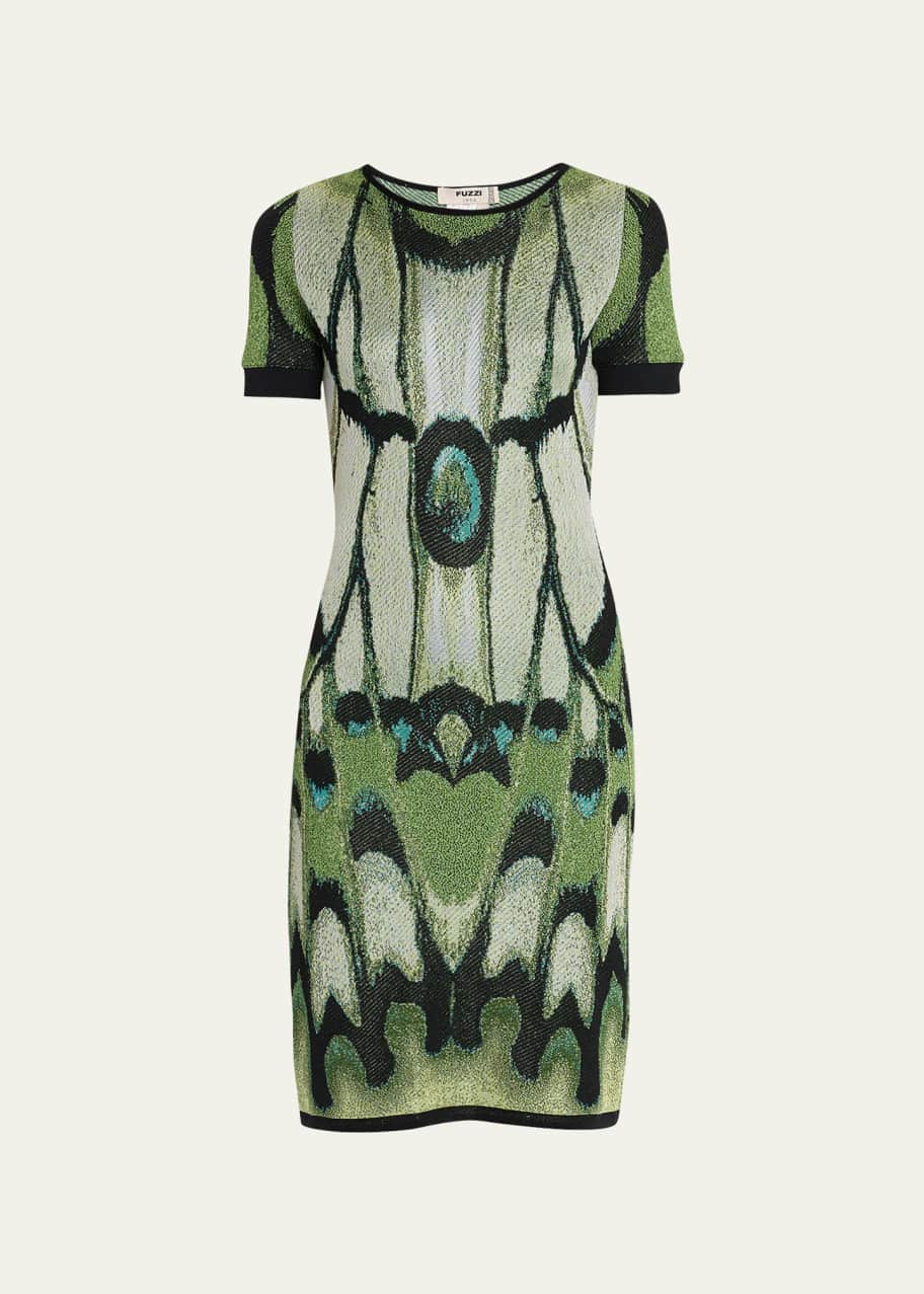 Fuzzi Short-Sleeve Intarsia Knit Midi Dress - Bergdorf Goodman