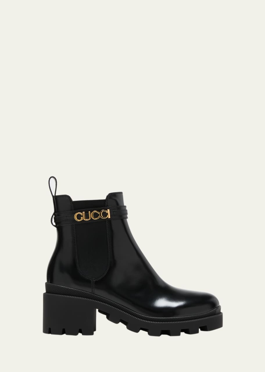 Gucci Trip Leather Logo Strap Chelsea Boots Bergdorf Goodman
