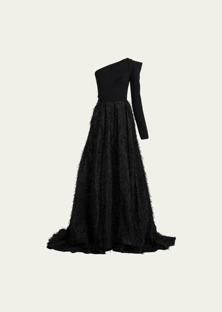 open lace back dress Anastasia One Shoulder Modal Midi Dress / Black | Meshki main image 0