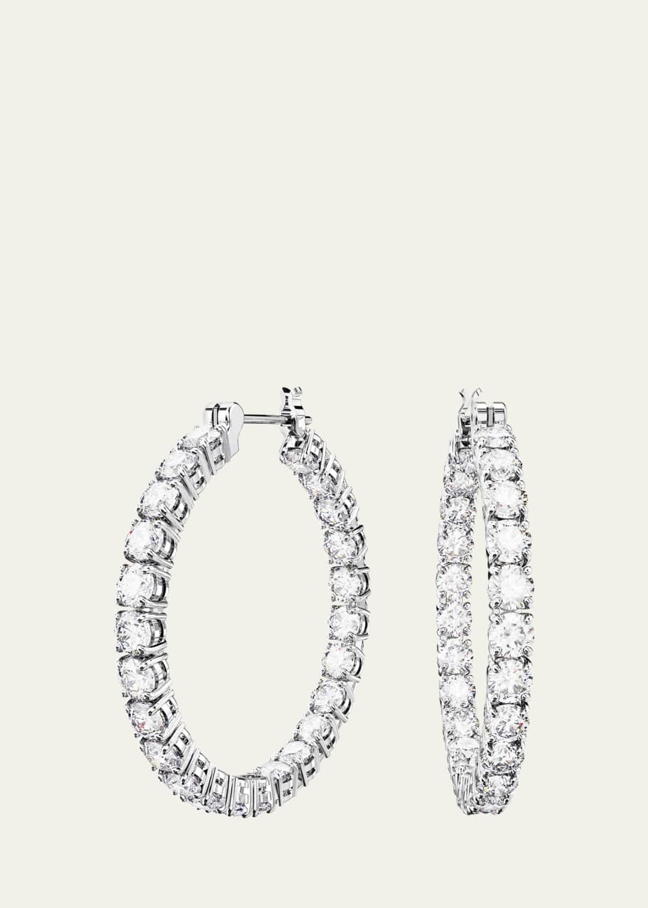 Image 1 of 1: Matrix Rhodium-Plated Round-Cut Crystal Hoop Earrings