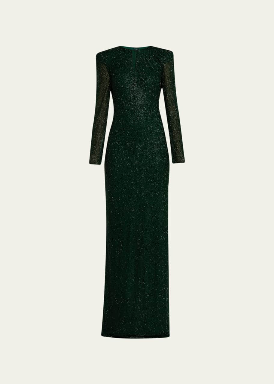 Naeem Khan Forest Green Beaded Column Gown - Bergdorf Goodman