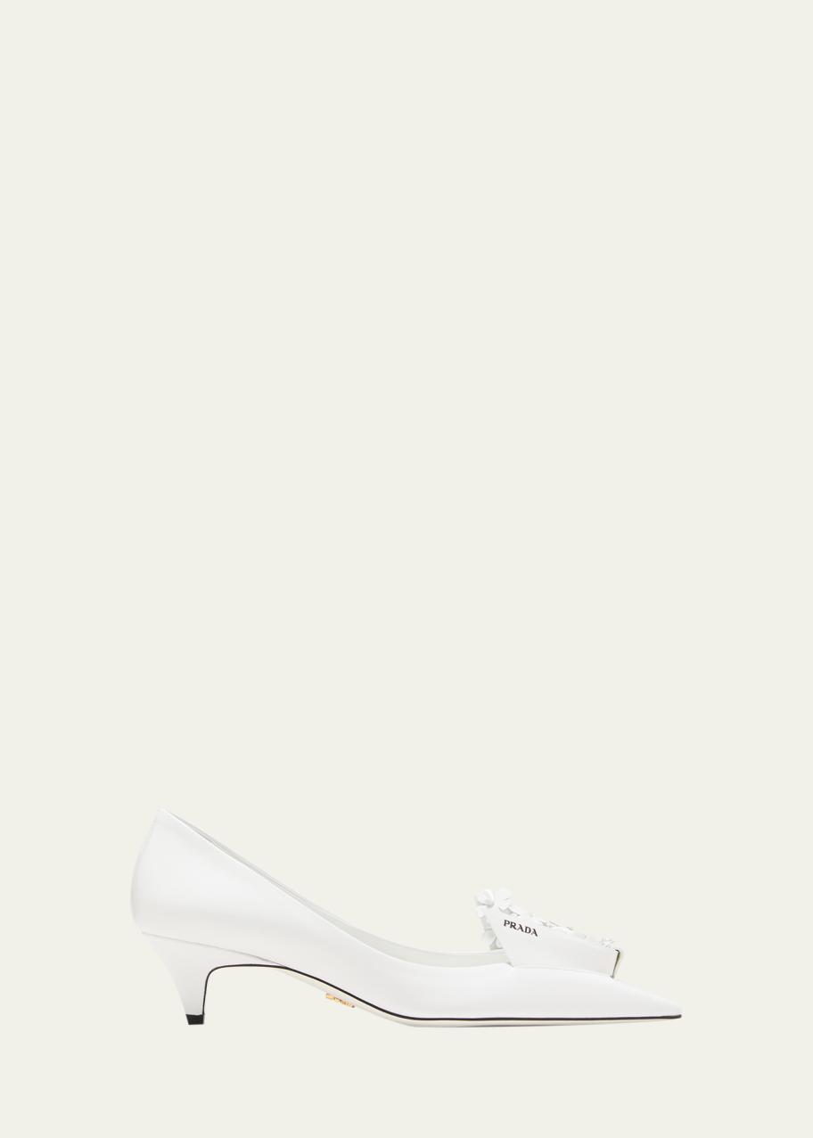 Prada Bouquet Leather Kitten-Heel Pumps - Bergdorf Goodman