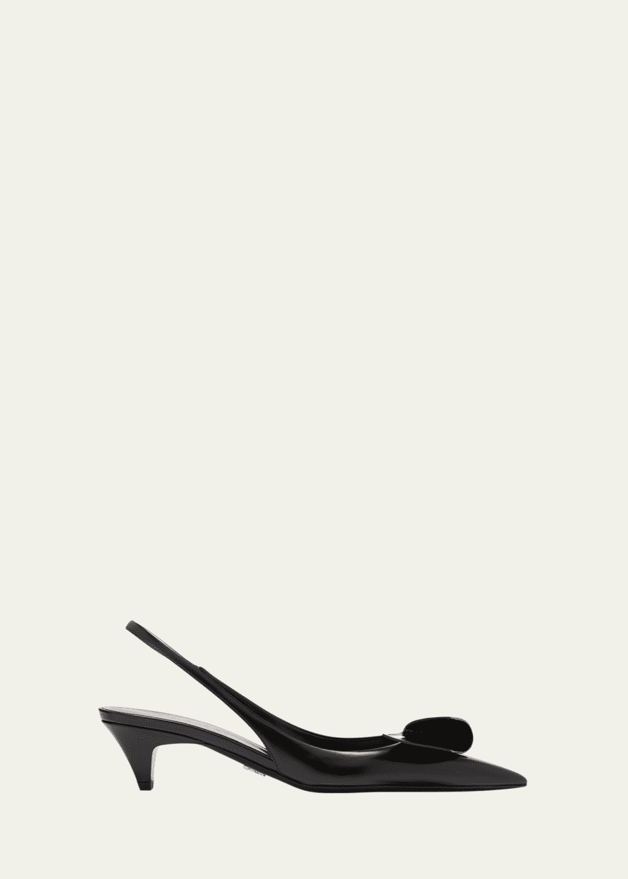 Prada Leather Folded Strap Slingback Pumps - Bergdorf Goodman