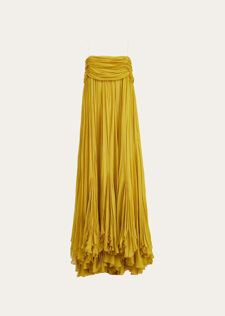 Khaite Lally Pleated Chiffon Dress - Bergdorf Goodman