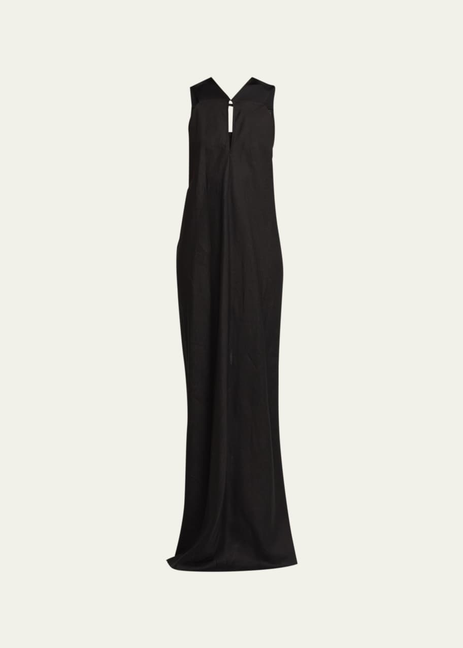 knee length dresses for ladies Taupe Halter Linen Drawstring Keyhole Crop Top Large main image 0