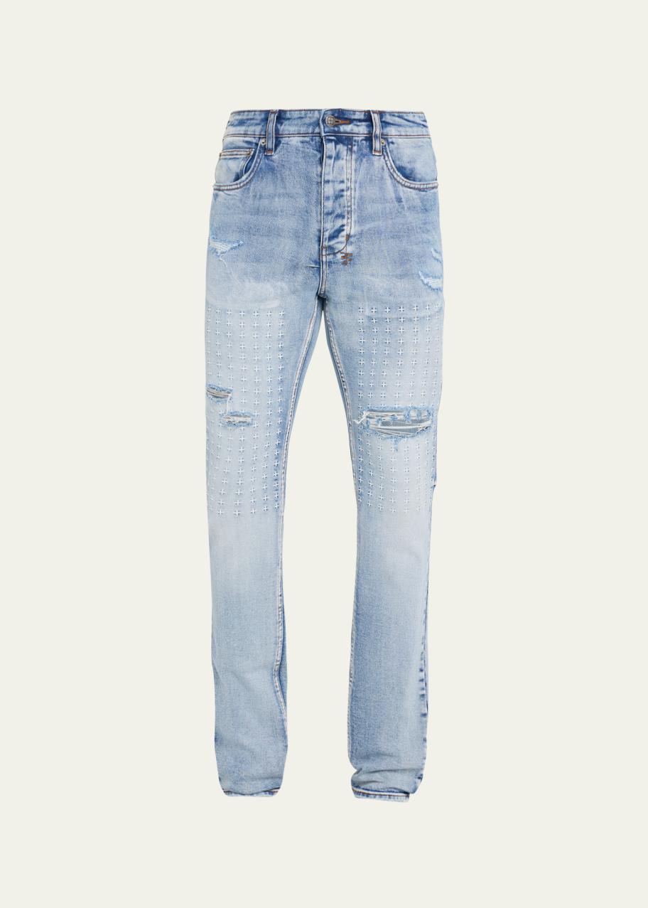 Ksubi Men's Cross Embroidered Trashed Chitch Jeans - Bergdorf Goodman