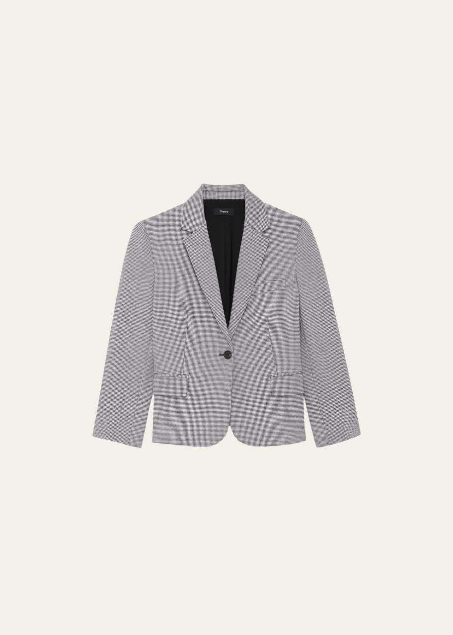Knit Houndstooth Shrunken Blazer
