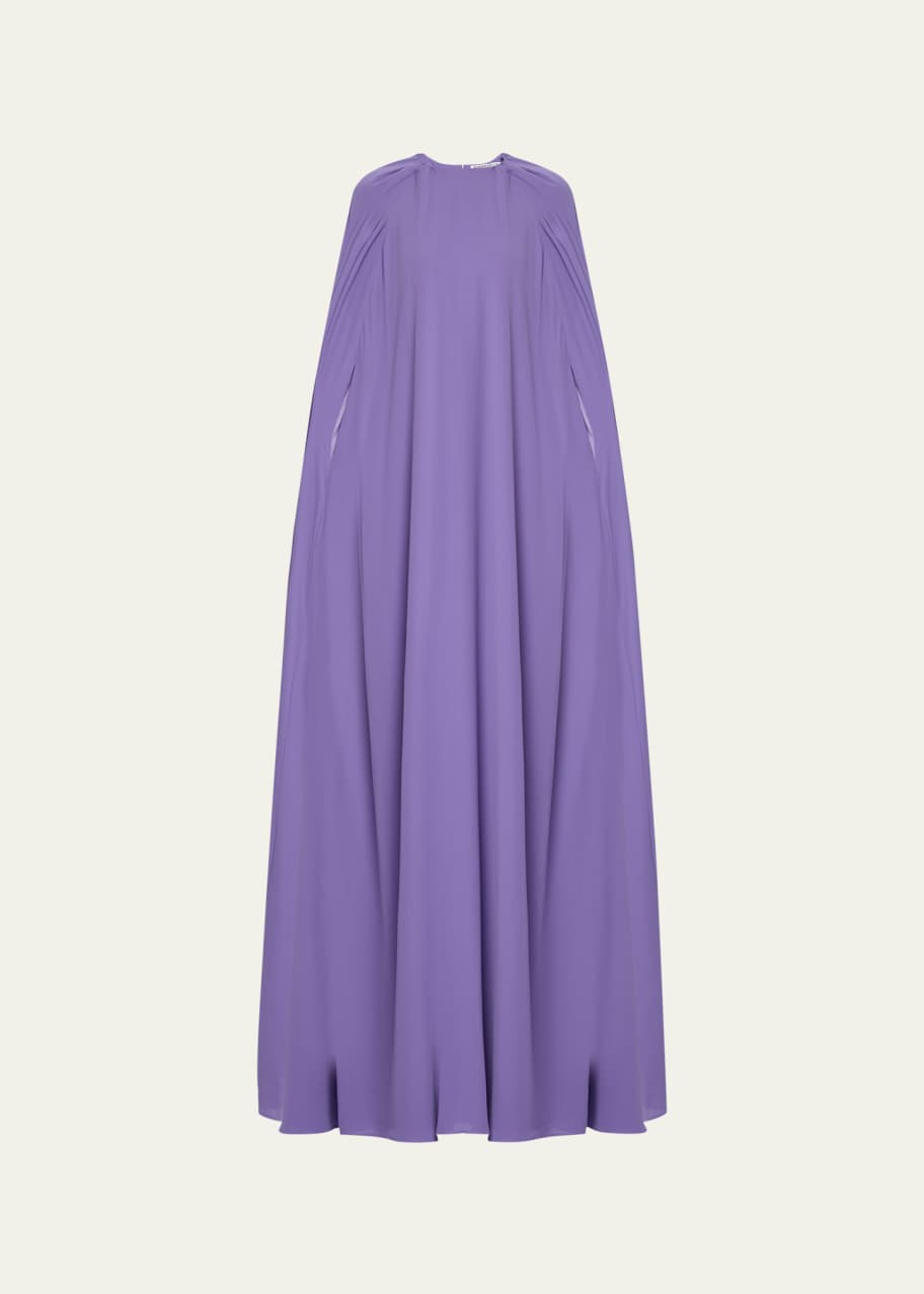 bernadette purple dress Bernadette Marco Pleated Cape Maxi Dress
