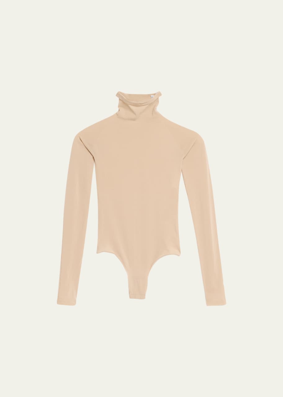 Image 1 of 1: Semi-Sheer Turtleneck Bodysuit