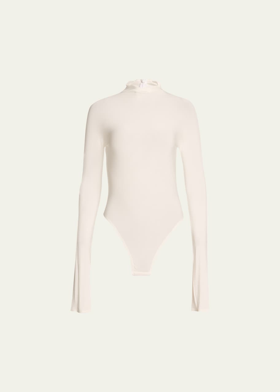 ALAIA Sheer Jersey Turtleneck Bodysuit - Bergdorf Goodman