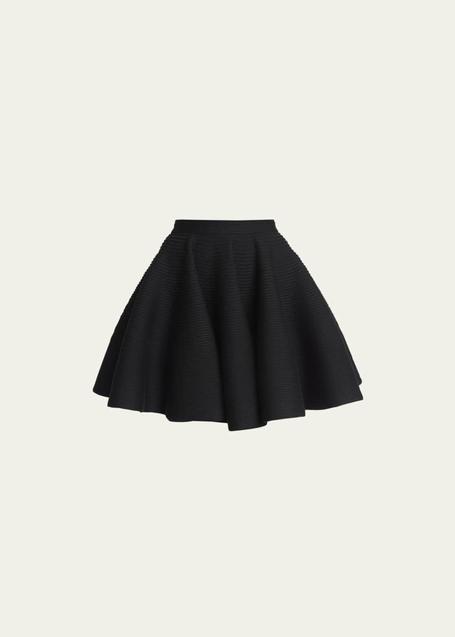 ALAIA Ribbed Wool Fit-Flare Mini Skirt - Bergdorf Goodman