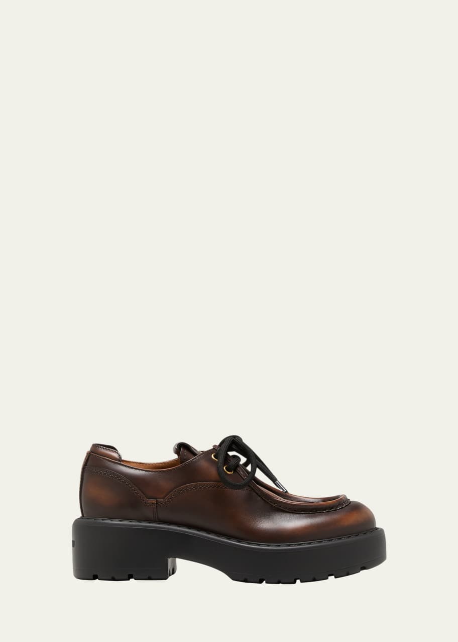 Miu Miu Leather Casual Derby Loafers - Bergdorf Goodman
