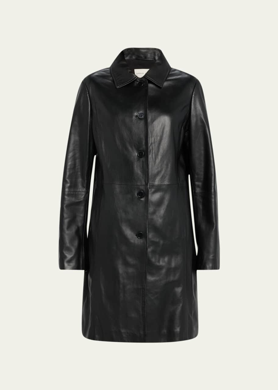 Loulou Studio Uvon Long Leather Button-Front Overcoat - Bergdorf Goodman