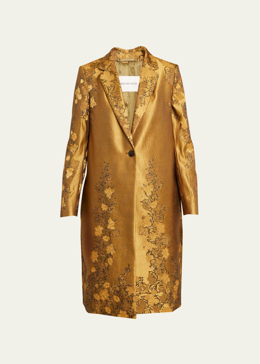 新品タグ付 DRIES VAN NOTEN RICHY BIS COAT コート Dries Van Noten Richy Leaf-Embroidered Coat - Bergdorf Goodman
