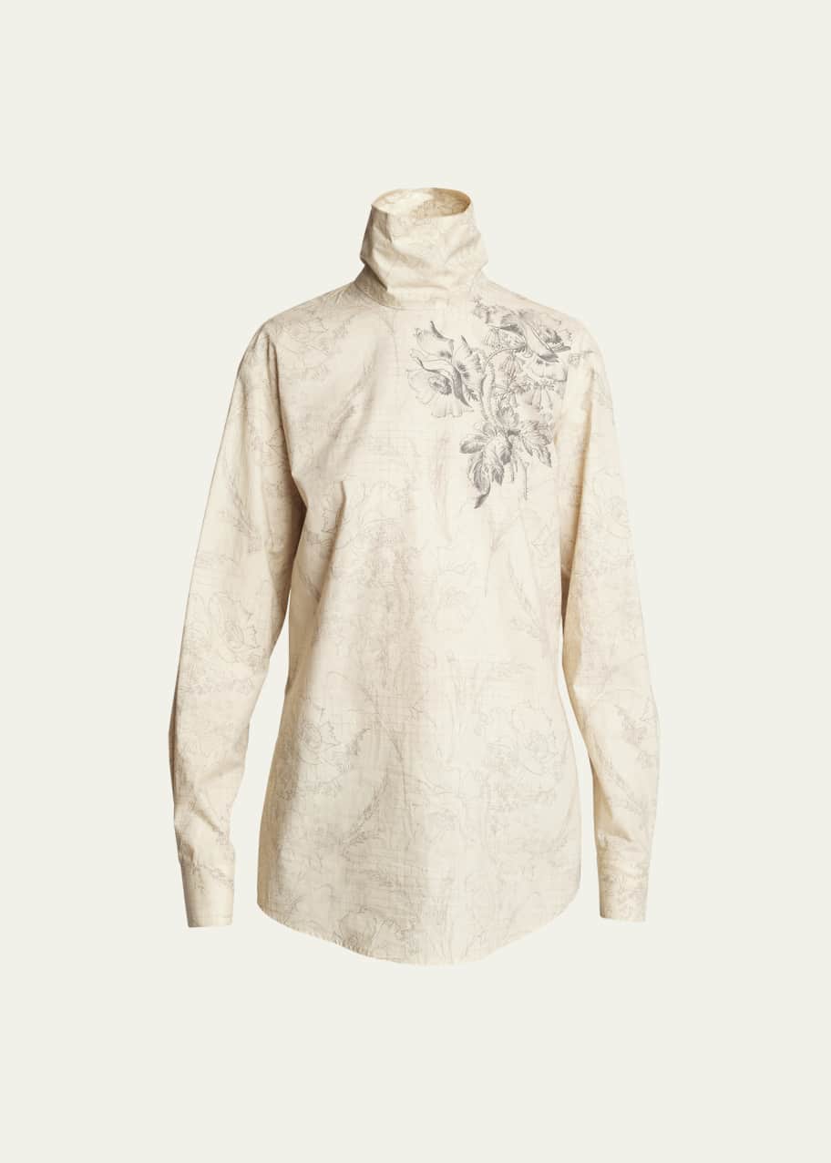 Dries Van Noten Contisy Floral High-Neck Shirt - Bergdorf Goodman