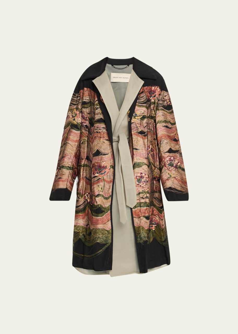 Dries Van Noten Rick Floral Embroidered Self Tie Coat Bergdorf Goodman