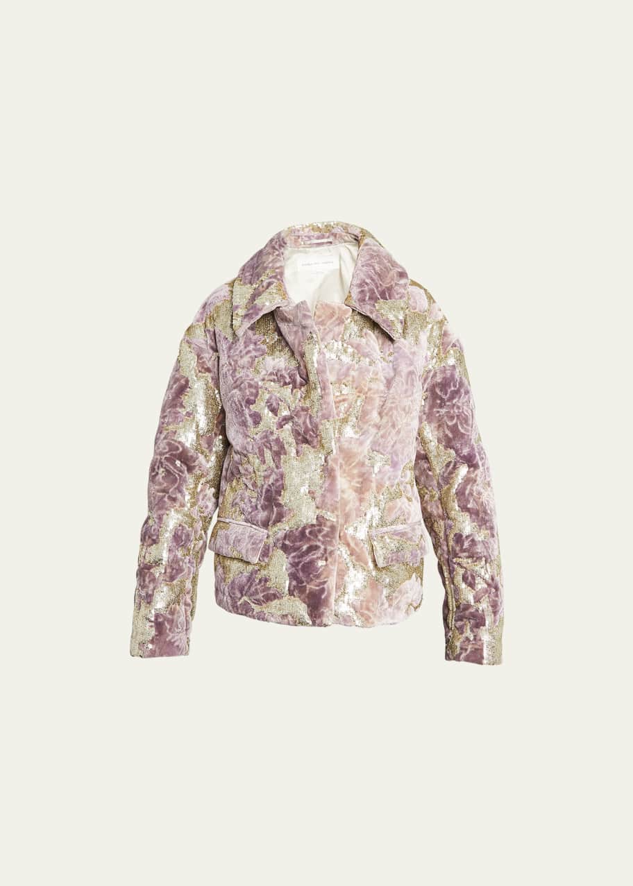 Dries Van Noten Vondi Embroidered Sequin Floral Shirt Jacket
