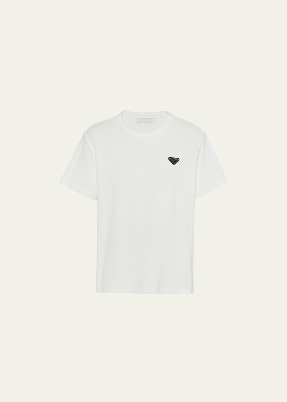 Prada Men's Terry T-Shirt with Triangle Logo - Bergdorf Goodman