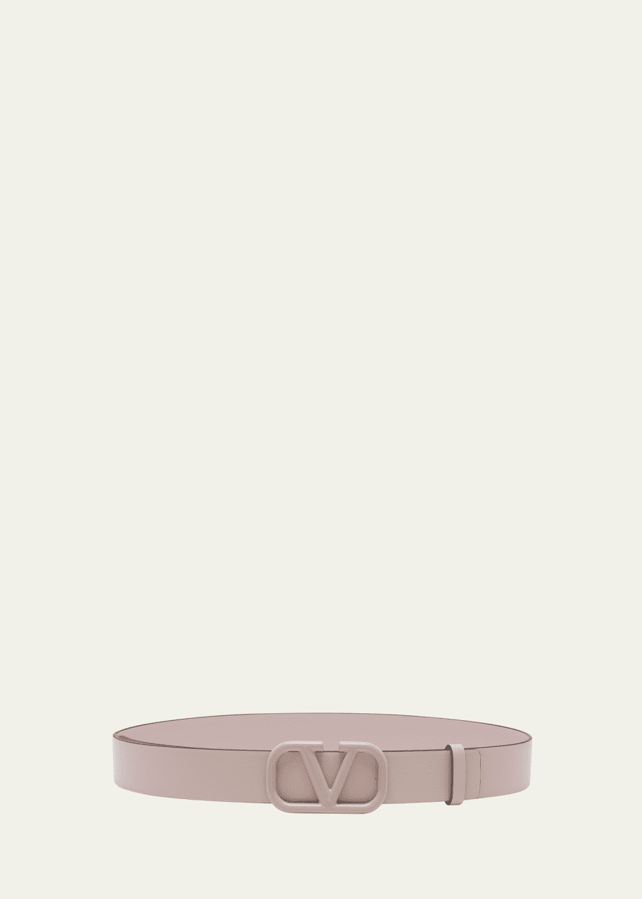 Valentino Garavani V-Logo Pink Leather Belt - Bergdorf Goodman