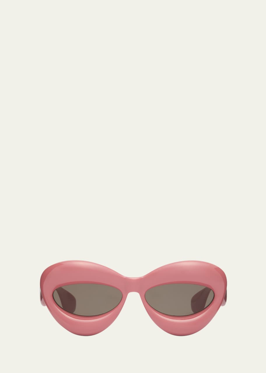 Image 1 of 1: Inflated Pink Acetate Cat-Eye Sunglasses