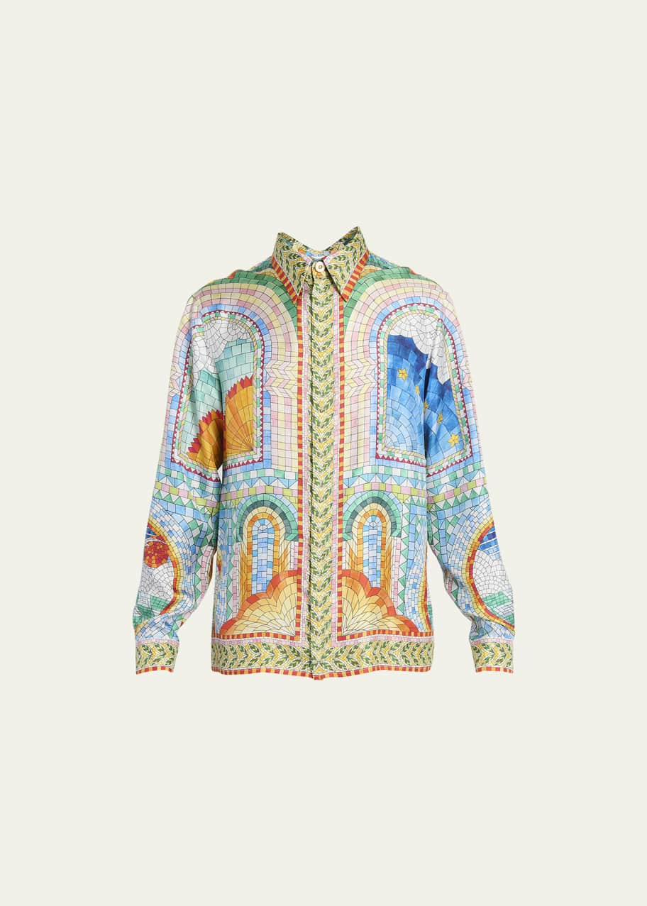 Versace Men's Nautical-Print Silk Short-Sleeve Shirt - Bergdorf Goodman