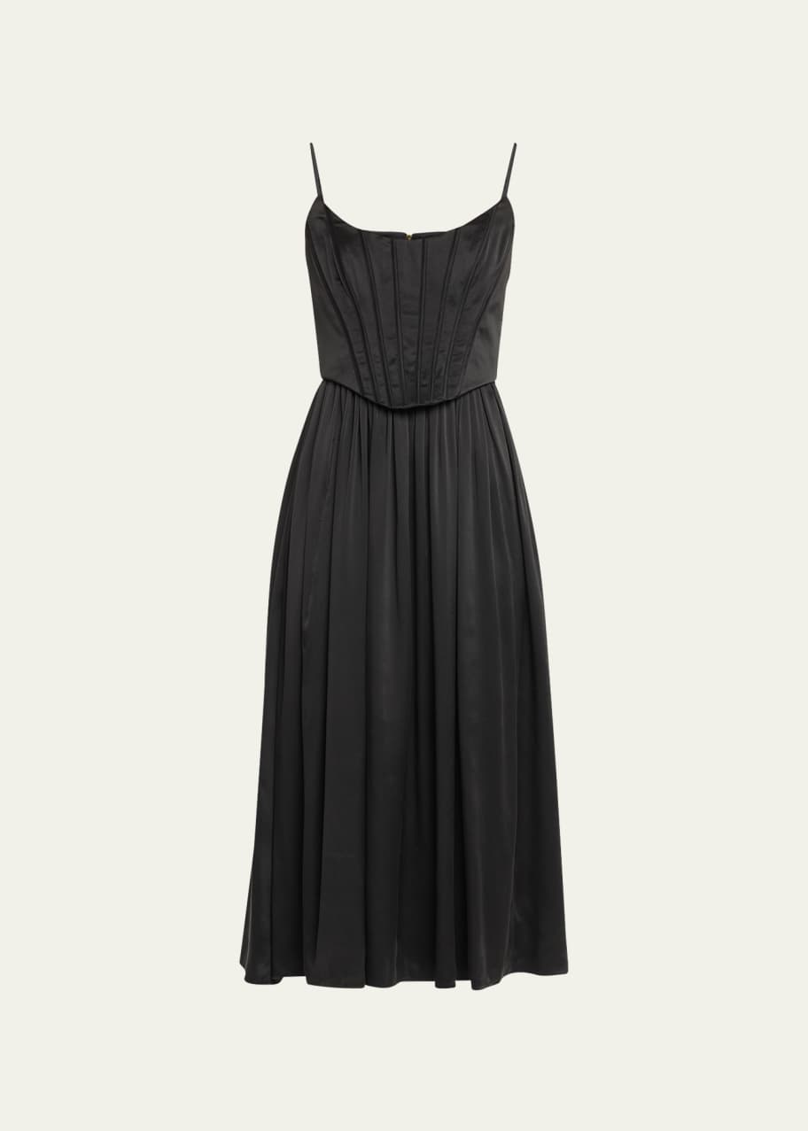 knee length dresses for ladies MIDNIGHT LACES CORSET MIDI DRESS – AKIRA main image 0