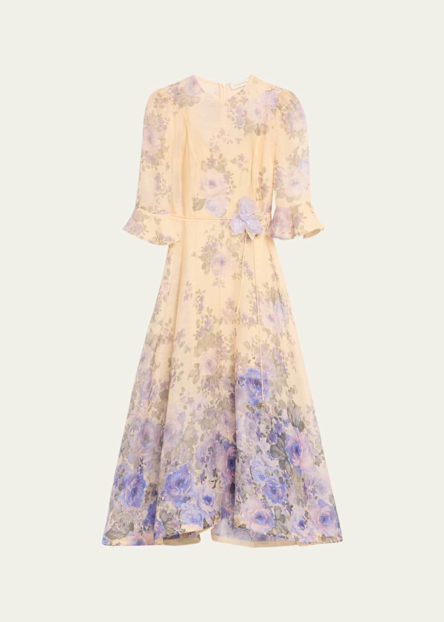 slim fit dress slacks Isabelle Bardot Split Flare Sleeves Midi Dress Purple – Girl In Mind main image 0