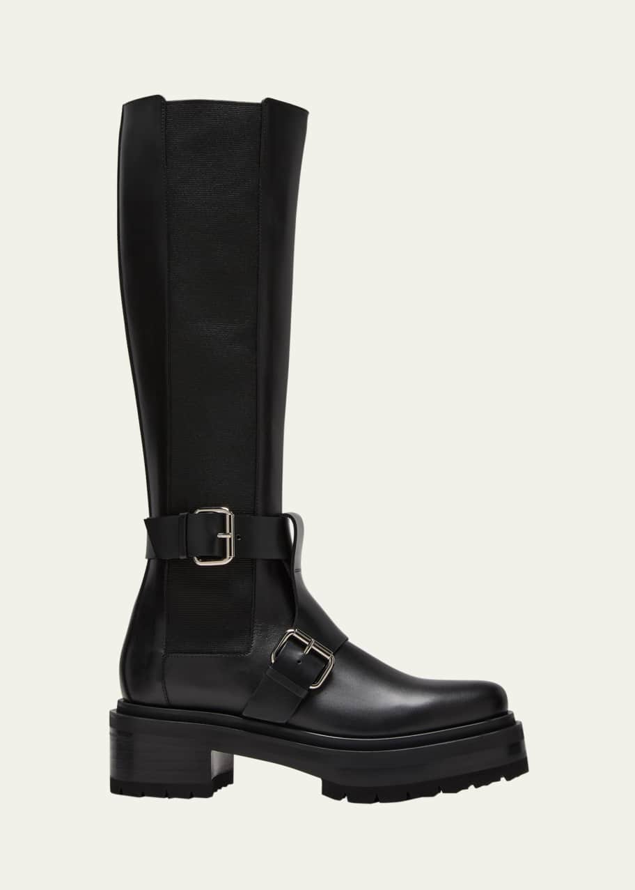 Charlize Buckle Leather Boots