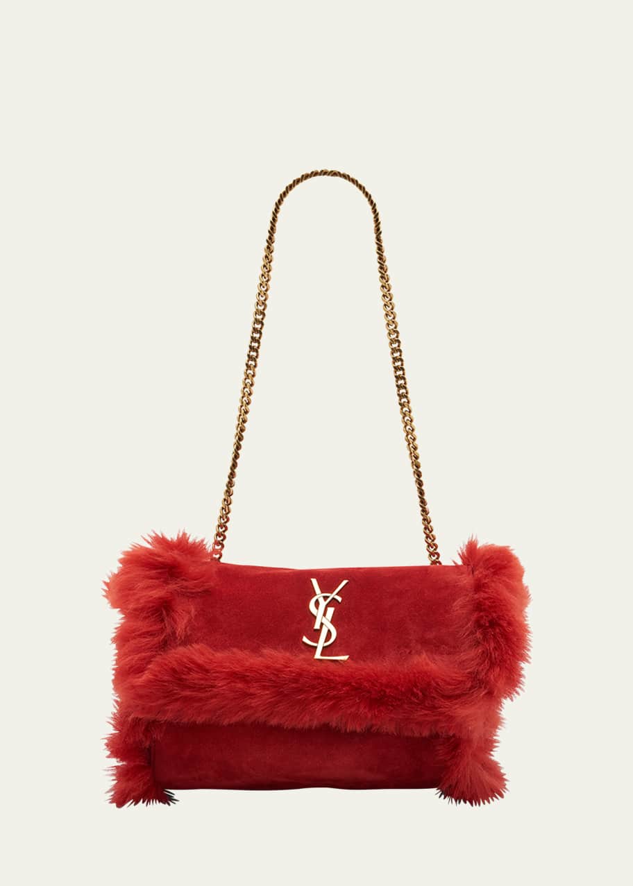Image 1 of 1: Kate Small Reversible YSL Crossbody Bag in Suede And Shearling