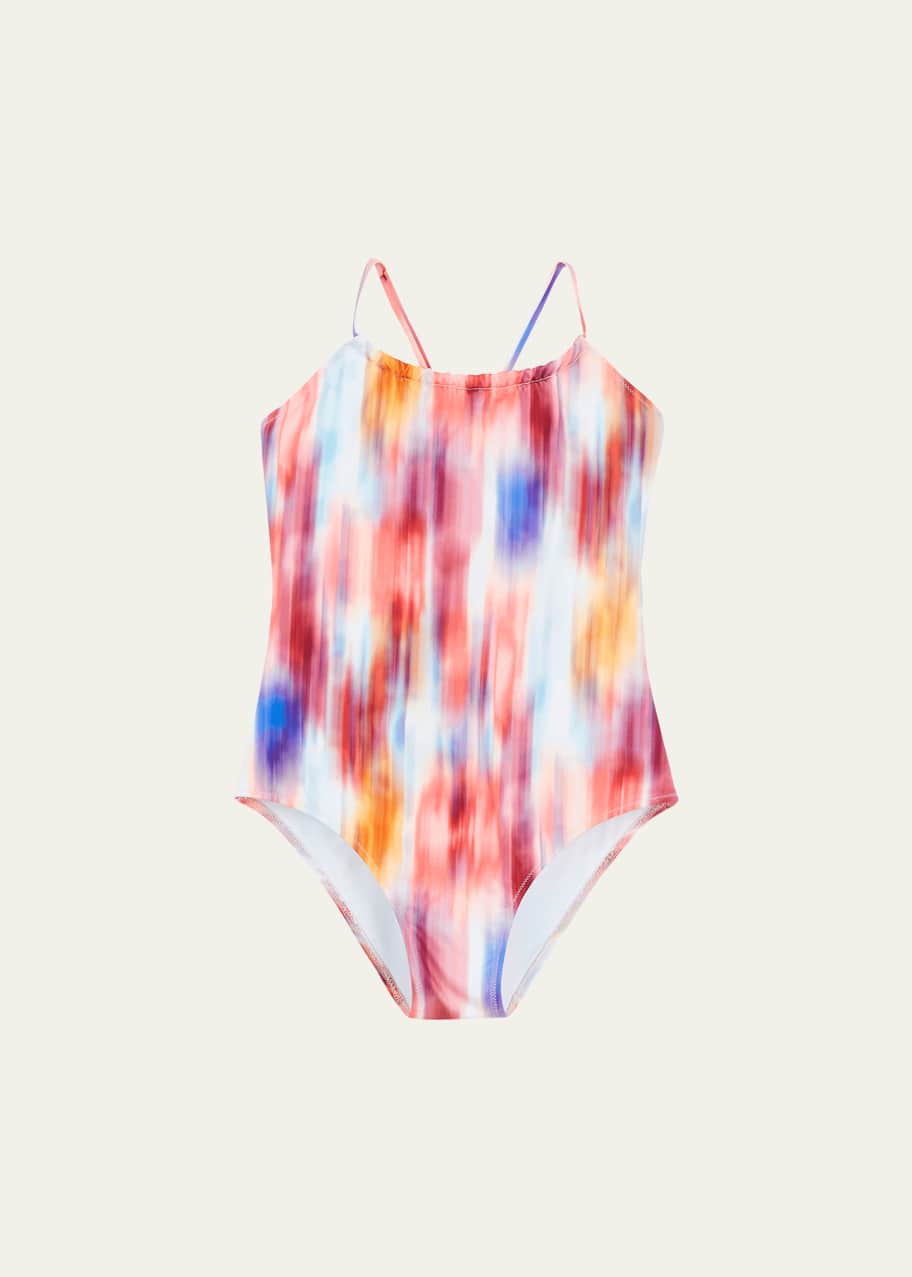 Image 1 of 1: Girl's Gazette Tie Dye-Print Swimsuit, Size 2-12