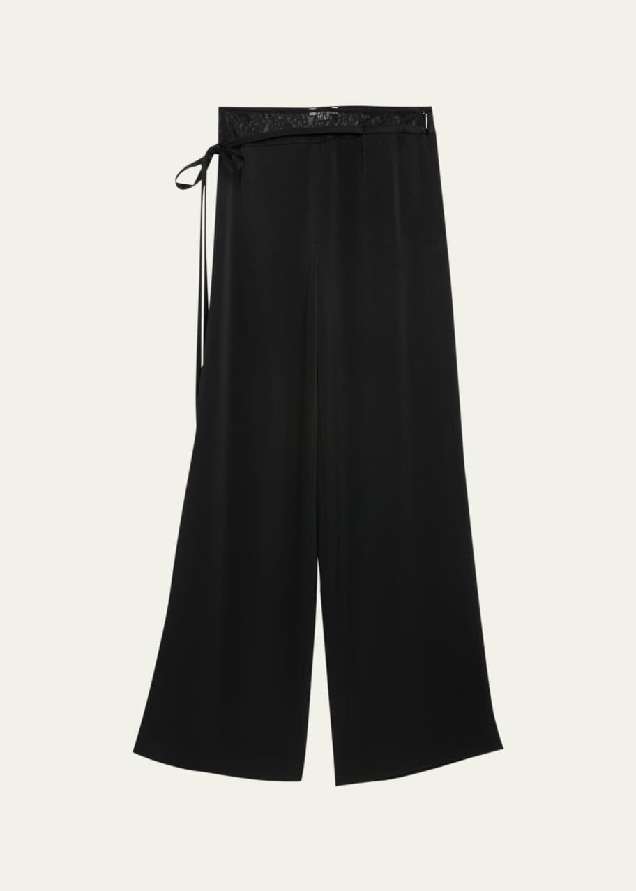 Image 1 of 1: Straight-Leg Lace-Trim Pants