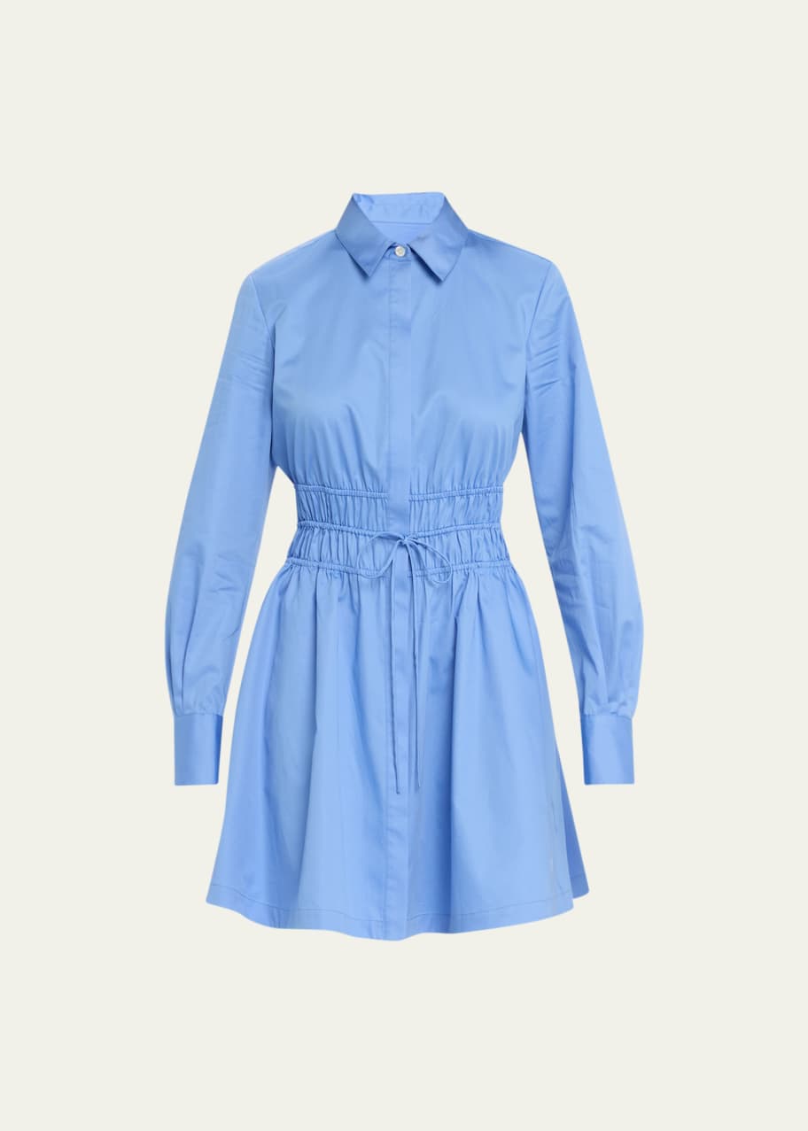Jason Wu Smocked-Waist Long-Sleeve Mini Shirtdress - Bergdorf Goodman
