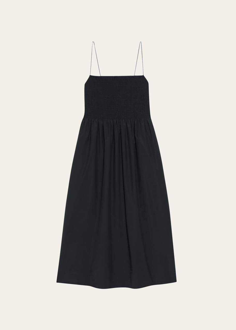 Theory Spaghetti-Strap Smocked Square-Neck Midi Dress - Bergdorf Goodman