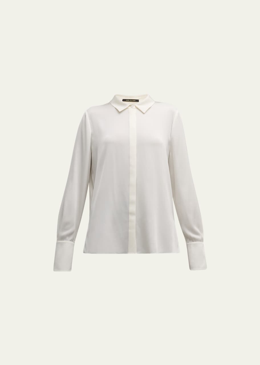 Image 1 of 1: Larissa Split-Cuff Button-Down Blouse