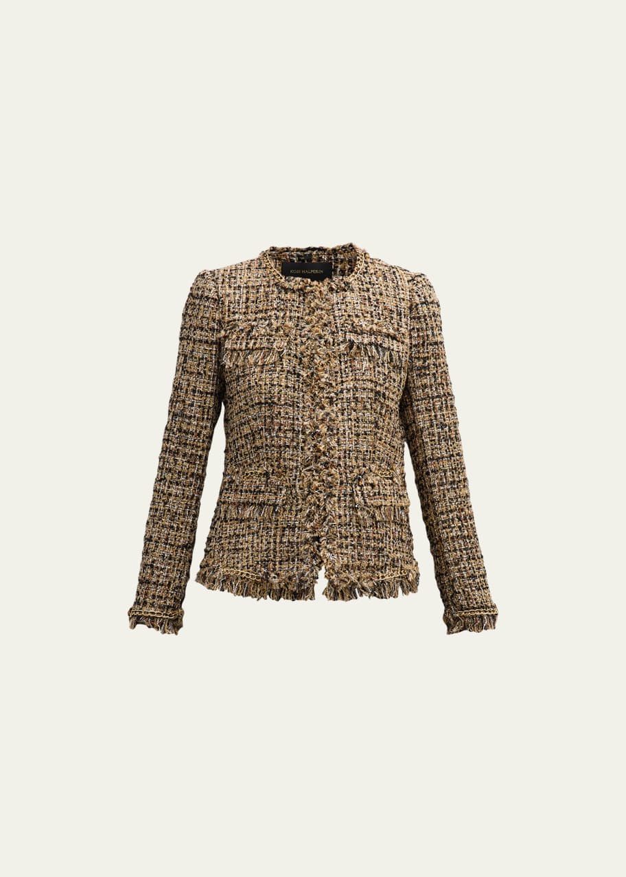 Kobi Halperin Lisa Chain-Trim Fringe Tweed Jacket - Bergdorf Goodman