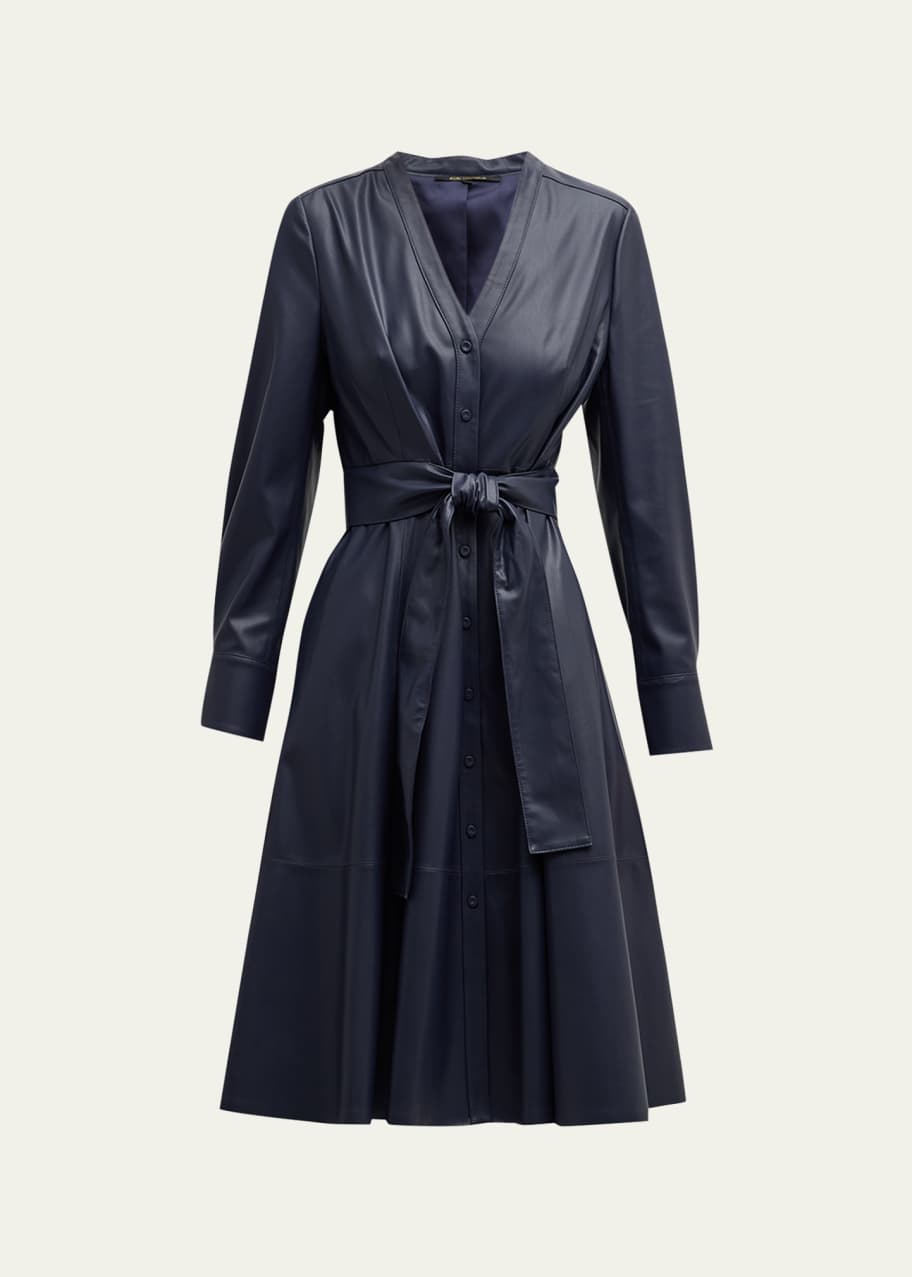 Kobi Halperin Fontana Belted Faux Leather Midi Dress - Bergdorf Goodman
