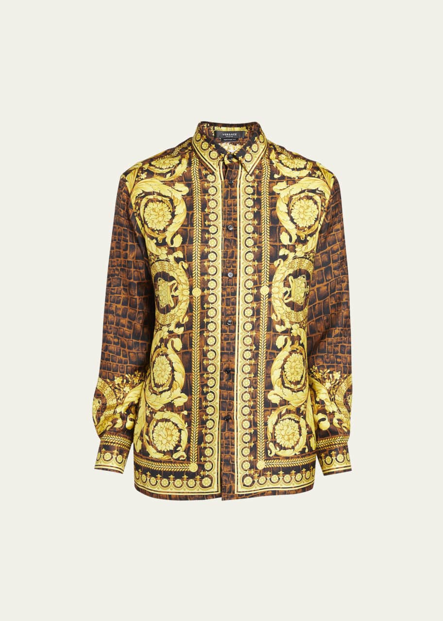 Versace Men's Barocco Silk Sport Shirt - Bergdorf Goodman