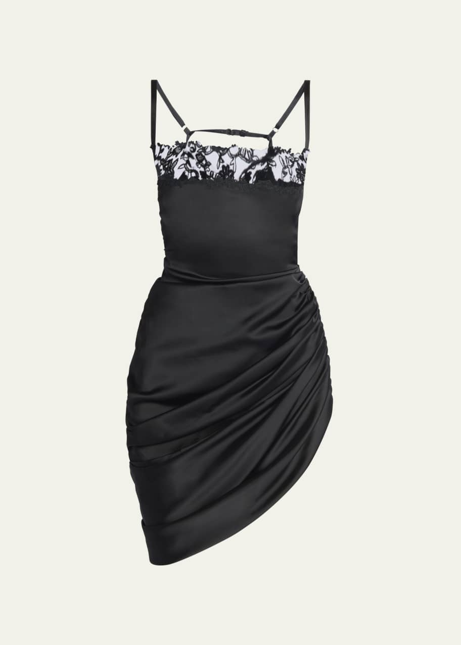 Jacquemus Draped Mini Dress with Lace Detail - Bergdorf Goodman