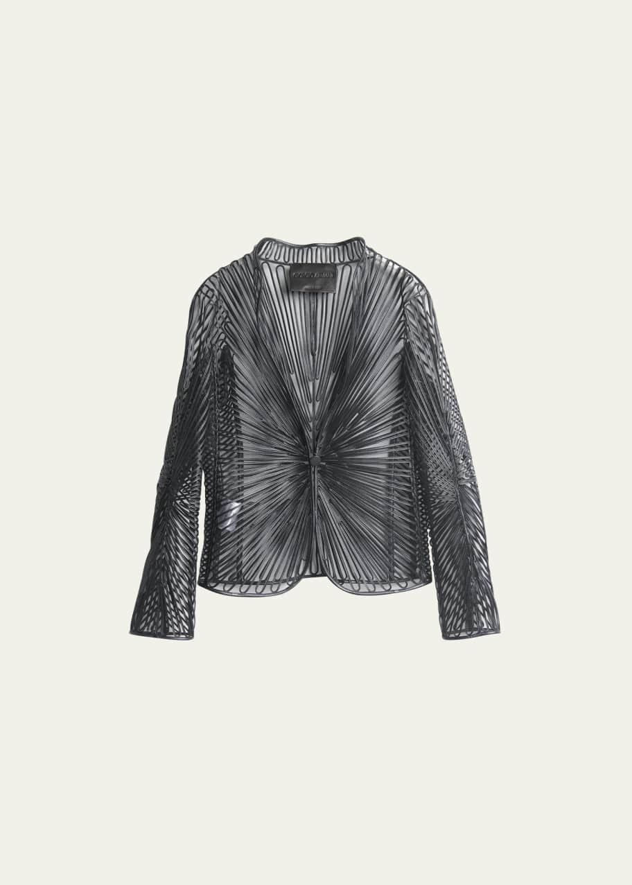 Giorgio Armani Soutache Single-Breasted Leather-Embroidered Jacket