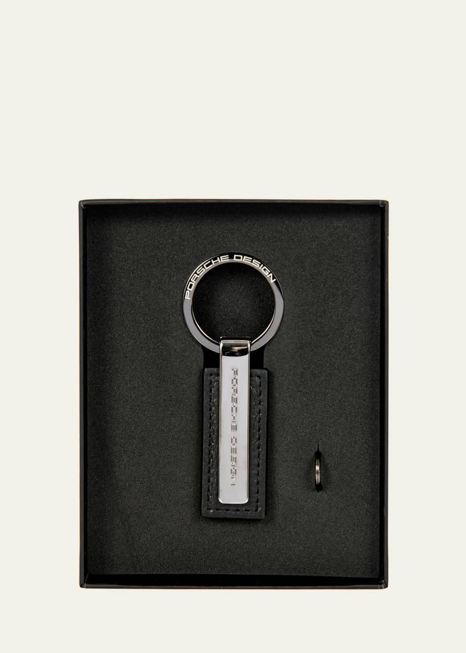 Image 1 of 1: Men's PD Leather and Metal Bar Keyring