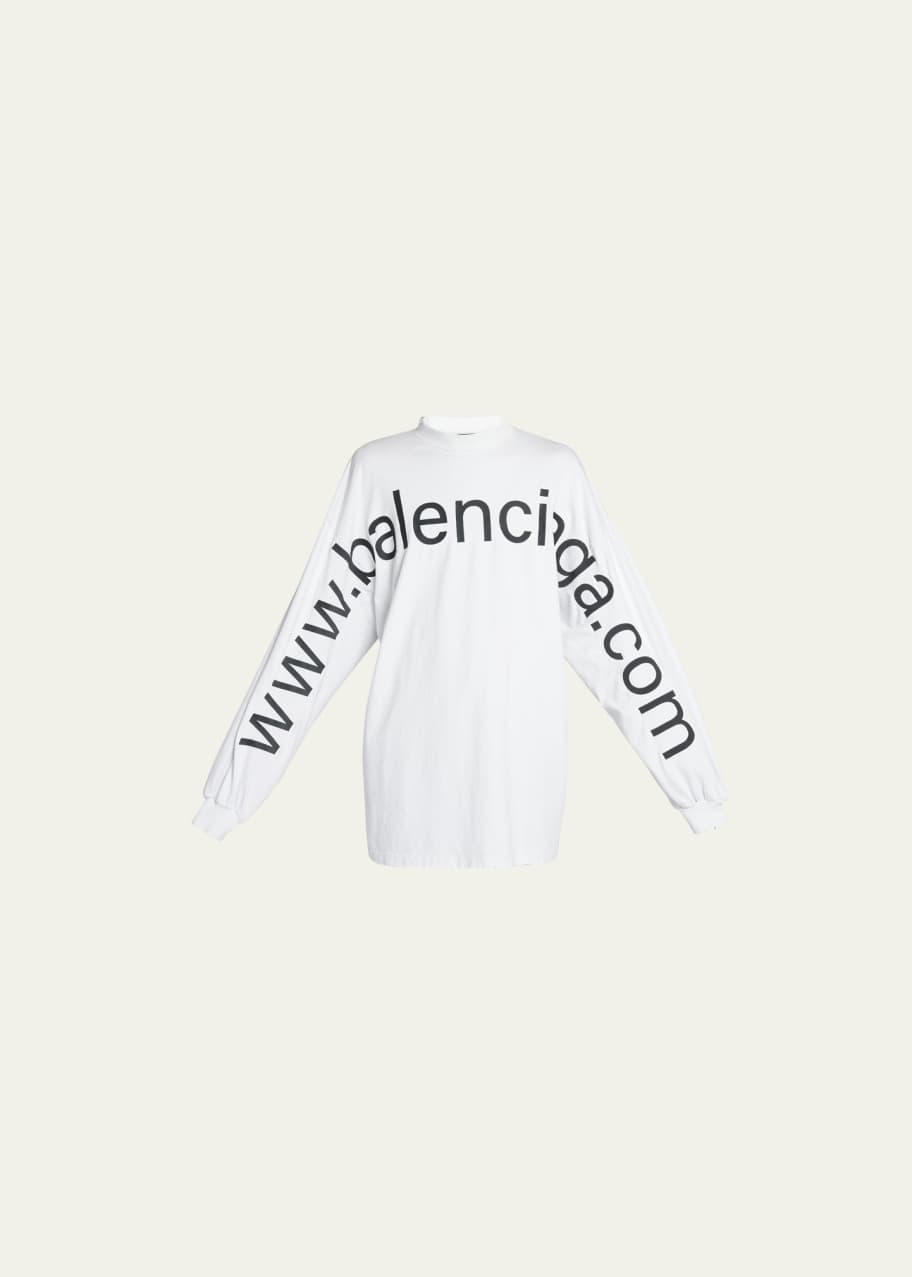 Balenciaga Men's Oversized Long Sleeve Bal.com T-Shirt - Bergdorf