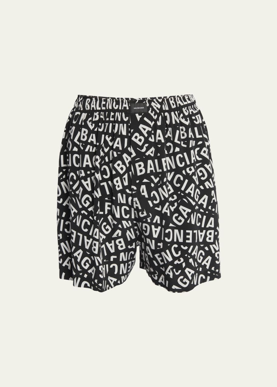 Balenciaga Men's Logo Stripe Pull-On Shorts Bergdorf Goodman