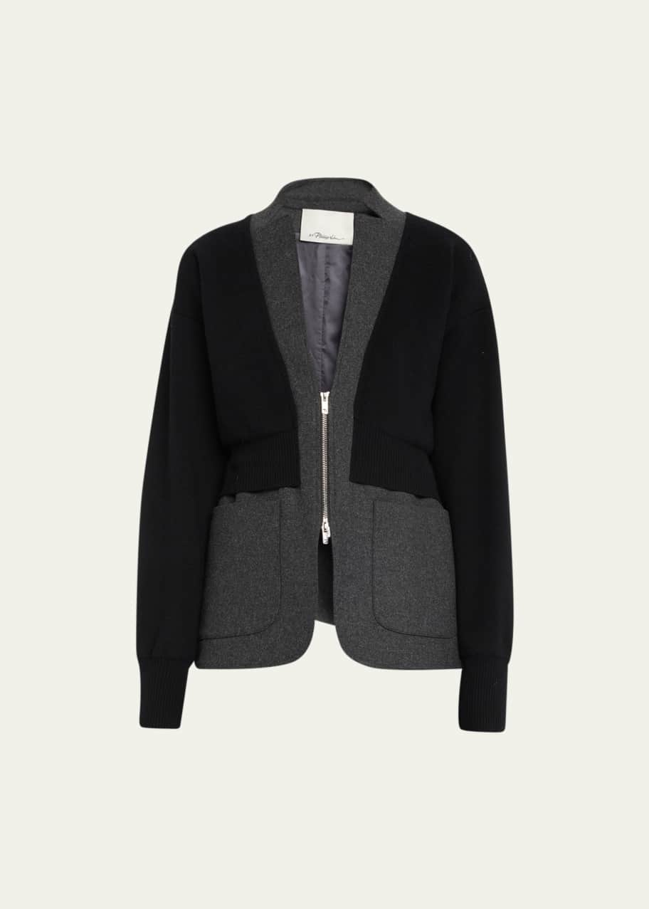 3.1 Phillip Lim ウールロングスリーブジップジャケット 3.1 Phillip Lim Combo Wool-Knit Zip-Front Blazer - Bergdorf Goodman